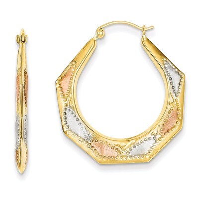 Hollow Hoop Earrings 14k Gold &amp; White and Rose Rhodium TL787, MPN: TL787, 886774562841