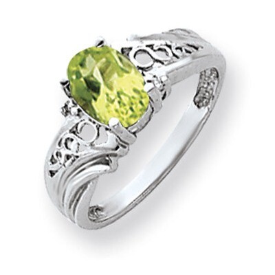 Peridot Diamond Ring 14k white Gold 8x6mm Oval Y4684PE/A, MPN: Y4684PE/A, 883957593340