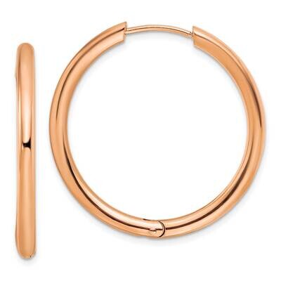 Rose Ip-Plated 3mm Hinged Hoop Earrings Stainless Steel Polished SRE1485, MPN: SRE1485, 191101867347