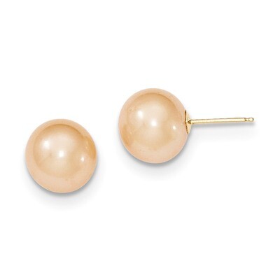 9-10mm Pink Round Cultured Pearl Stud Earrings 14k Gold X90PPI, MPN: X90PPI, 191101433450