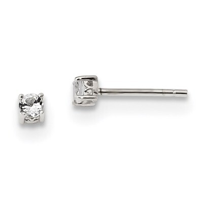 3mm Round White Topaz Post Earrings Sterling Silver QBE25APR, MPN: QBE25APR, 191101048531