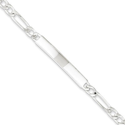 7 Inch Figaro Link ID Bracelet Engravable Sterling Silver QID106-7, MPN: QID106-7, 883957548951