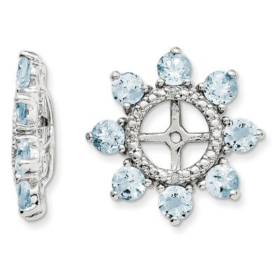 Diamond &amp; Aquamarine Earring Jacket Sterling Silver Rhodium QJ109MAR, MPN: QJ109MAR, 191101387289