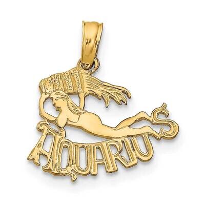 Engraved Block Aquarius Charm 14k Gold K8944, MPN: K8944, 637218031665