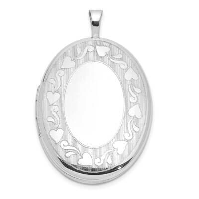 Heart Border 26X20mm Oval Locket Sterling Silver Rhodium-plated QLS1076, MPN: QLS1076,