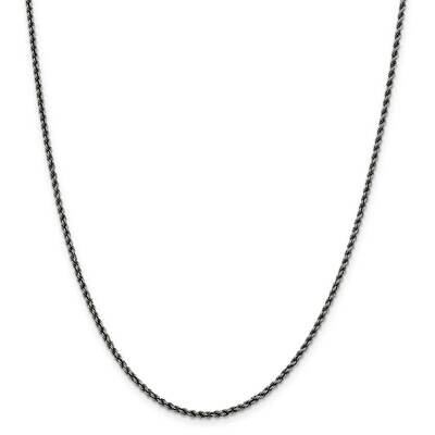 Rhodium-Plated 2.3mm Rope Chain 26 Inch Sterling Silver QFC209-26, MPN: QFC209-26,