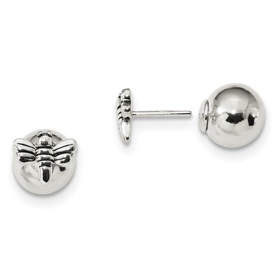 Polished Dragonfly Front Back Post Earrings Sterling Silver Antiqued QE13325, MPN: QE13325, 1911012…