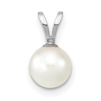 6-7mm Round White Saltwater Akoya Pendant 14k White Gold XFW487, MPN: XFW487,