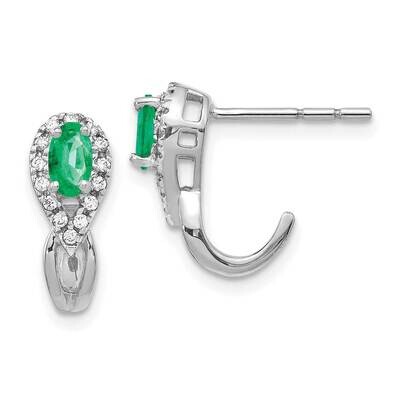 1/8Ct Diamond &amp; Emerald Earrings 14k White Gold EM5593-EM-013-WA, MPN: EM5593-EM-013-WA, 8839573421…