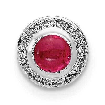 Cabochon .38 Ruby Halo Chain Slide 14k White Gold Diamond PM4030-RU-008-WA, MPN: PM4030-RU-008-WA, …