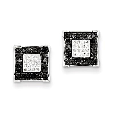 Black &amp; White Diamond Earrings Sterling Silver QE7869, MPN: QE7869, 883957026374