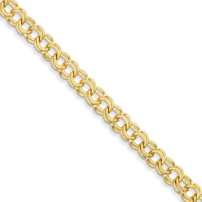 7in 6.5mm Solid Double Link Charm Bracelet 7 Inch 14k Gold DOH18-7, MPN: DOH18-7, 886774095226