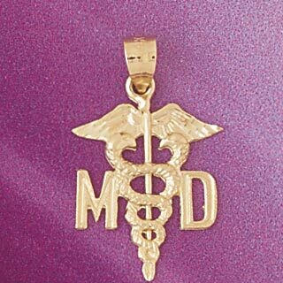 Dazzlers Jewelry Md Medical Sign Pendant Necklace Charm Bracelet in Yellow, White or Rose Gold 4693…