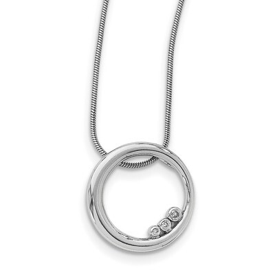 Single Ring Necklace Diamond Sterling Silver QW313-18, MPN: QW313-18, 886774234311