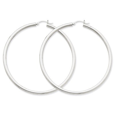 3mm Round Hoop Earrings 10k White Gold 10T857, MPN: 10T857, 883957895826