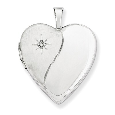 Polished Satin with Diamond Heart Locket 14k White Gold 20mm XL595, MPN: XL595, 883957143514