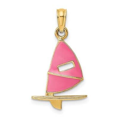 Pink Enameled Windsail Surf Board Charm 14k Gold K6766, MPN: K6766, 637218121960