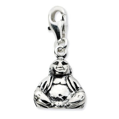 3-D Antiqued Buddha Charm Sterling Silver QCC647 by Amore La Vita, MPN: QCC647, 886774074276