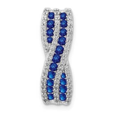 1/3 Ct. Diamond &amp; .45 Sapphire Fancy Twist Chain Slide 14k White Gold PM3847-SA-030-WA, MPN: PM3847…