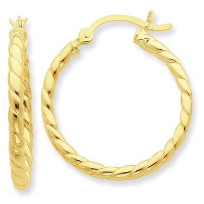 Gold-flashed Twist 25mm Hoop Earrings Sterling Silver QE6656, MPN: QE6656, 886774247120