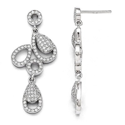 Dangle Post Earrings Sterling Silver &amp; Cubic Zirconia QMP230, MPN: QMP230, 883957039381