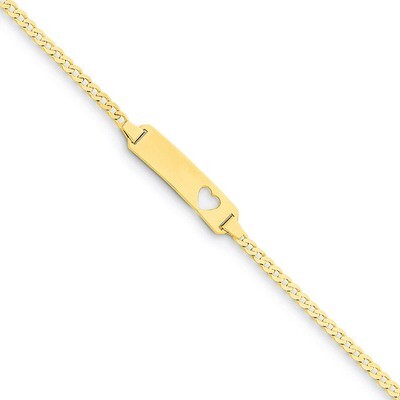 Curb Link Baby ID, Plate with Cut-out Heart Bracelet 14k Gold BID27-6, MPN: BID27-6, 883957528748