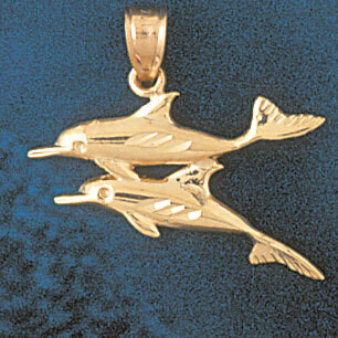 Dazzlers Jewelry Dolphin Pendant Necklace Charm Bracelet in Yellow, White or Rose Gold 373, MPN: DZ…