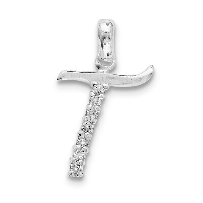 Initial T Pendant Sterling Silver Diamond QC6525T, MPN: QC6525T, 883957916583