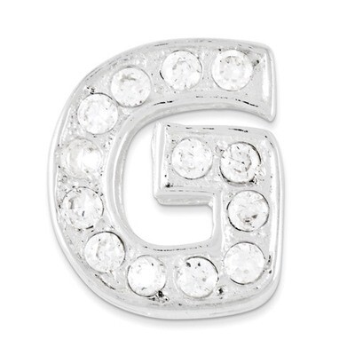 CZ Initial G Charm Sterling Silver QC6527G