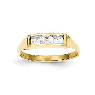 Polished Child&#39;s Ring 10k Gold Synthetic Diamond 10C1145, MPN: 10C1145, 886774020082