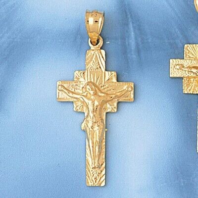 Dazzlers Jewelry Jesus Christ on Cross Pendant Necklace Charm Bracelet in Yellow, White or Rose Gol…