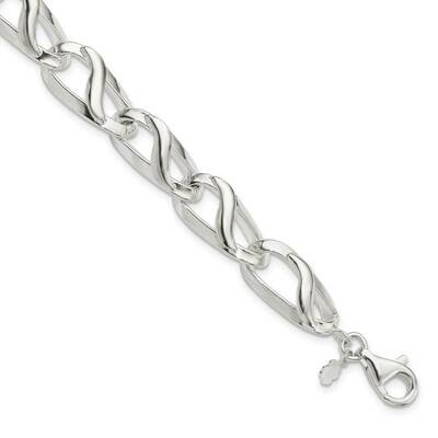 Fancy Link with 1 Inch Extender Bracelet Sterling Silver Polished QG5848-7.5, MPN: QG5848-7.5,