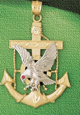 Dazzlers Jewelry Eagle on Ancor Pendant Necklace Charm Bracelet in Yellow, White or Rose Gold 2298,…