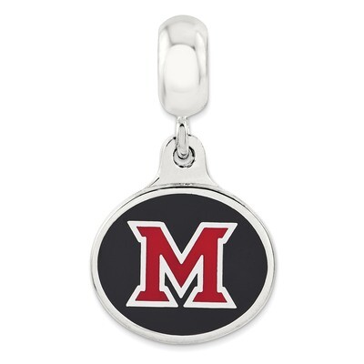Miami of Ohio University Collegiate Enameled Dangle Bead Sterling Silver QRS3304