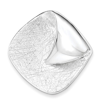 Polished Textured Folded Chain Slide Pendant Sterling Silver QP4310