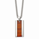 Red Wood Inlay Enameled Necklace Stainless Steel Polished SRN1630-20 by Chisel, MPN: SRN1630-20, 19…