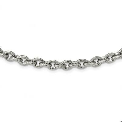 Textured 7mm Cable Chain 24 Inch Necklace Stainless Steel Polished SRN2880-24, MPN: SRN2880-24, 191…