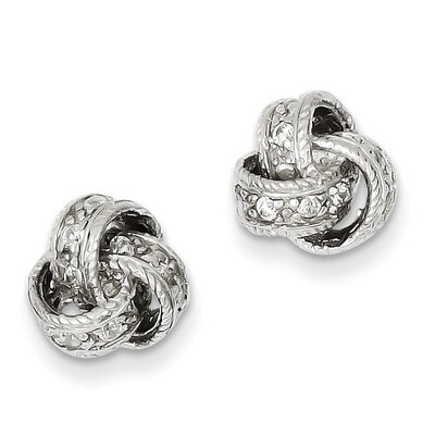 Love Knot Post Earrings Sterling Silver Diamond QE7355, MPN: QE7355, 883957561646