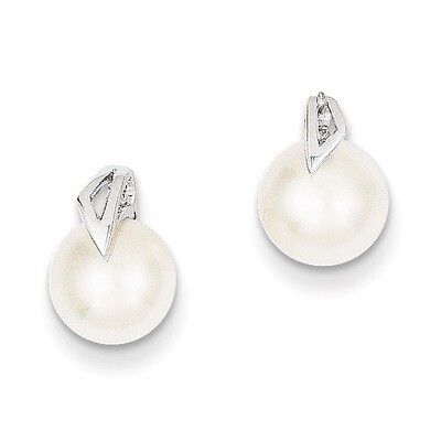 (7-8mm) Button Cultured Pearl Post Earrings 14k White Gold XE1787P, MPN: XE1787P, 886774125848