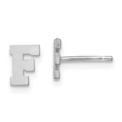 Initial Letter F Post Earrings 14k White Gold Laser Brushed XNE45W/F, MPN: XNE45W/F, 883957947556