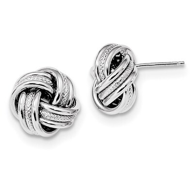 Textured Polished Love Knot Earrings Sterling Silver Rhodium QE13405, MPN: QE13405, 191101170416