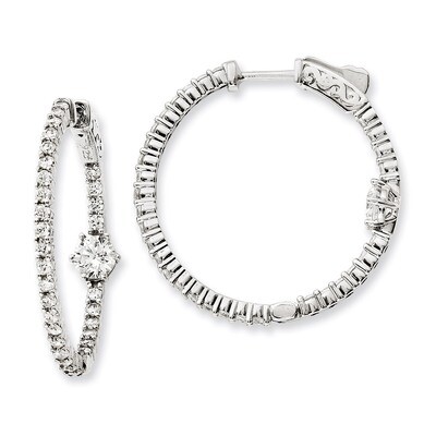 CZ In and Out Hoop Earrings Sterling Silver Rhodium-plated QE11073, MPN: QE11073, 886774298559