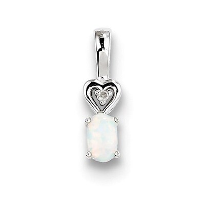 Opal &amp; Diamond October Pendant Sterling Silver QBPD23OCT, MPN: QBPD23OCT, 883957539430