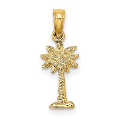 Textured Mini Palmetto Palm Tree Charm 14k Gold 2-D K7663, MPN: K7663, 637218167326