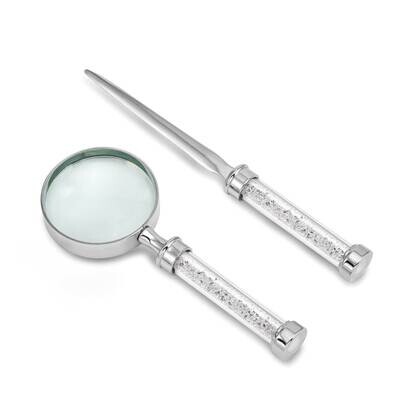 Nickel-Plated with Crystal-Filled Handle Opener/Magnifier Set Stainless Steel JCG108, MPN: JCG108, …