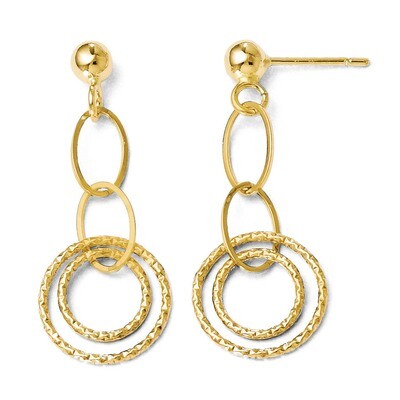 Leslie&#39;s Polished and Textured Post Dangle Earrings - 14k Gold HB-LE195, MPN: LE195, 886774638997