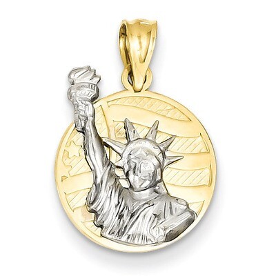 Small Lady Liberty on American Flag Disk Pendant 14k Two-Tone Gold C3079, MPN: C3079, 191101095092