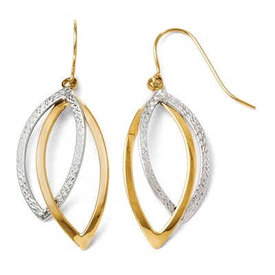 Leslie&#39;s Polished and Textured Shepherd Hook Earrings - 14k Gold Two-tone HB-LE638, MPN: LE638, 886…