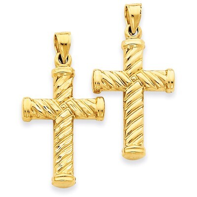 Reversible Diamond-cut Cross Pendant 14k Gold K3630, MPN: K3630, 883957901732