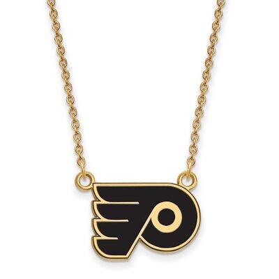 Philadelphia Flyers Small Enamel Pendant with Chain Necklace Gold-plated Silver GP030FLY-18, MPN: G…